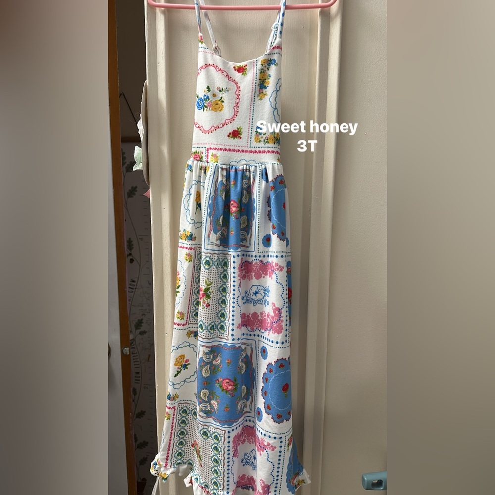 SweetHoney Blue and White Patchwork Dress